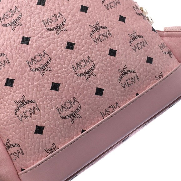 MCM Backpack Side Studs Pink Leather Daypack - Picture 8 of 12